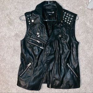 Faux leather studded jacket vest punk motorcycle